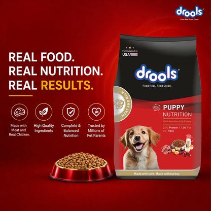 Drools Puppy Dry Dog Food - Meat & Milk - 2.8kg + 1kg