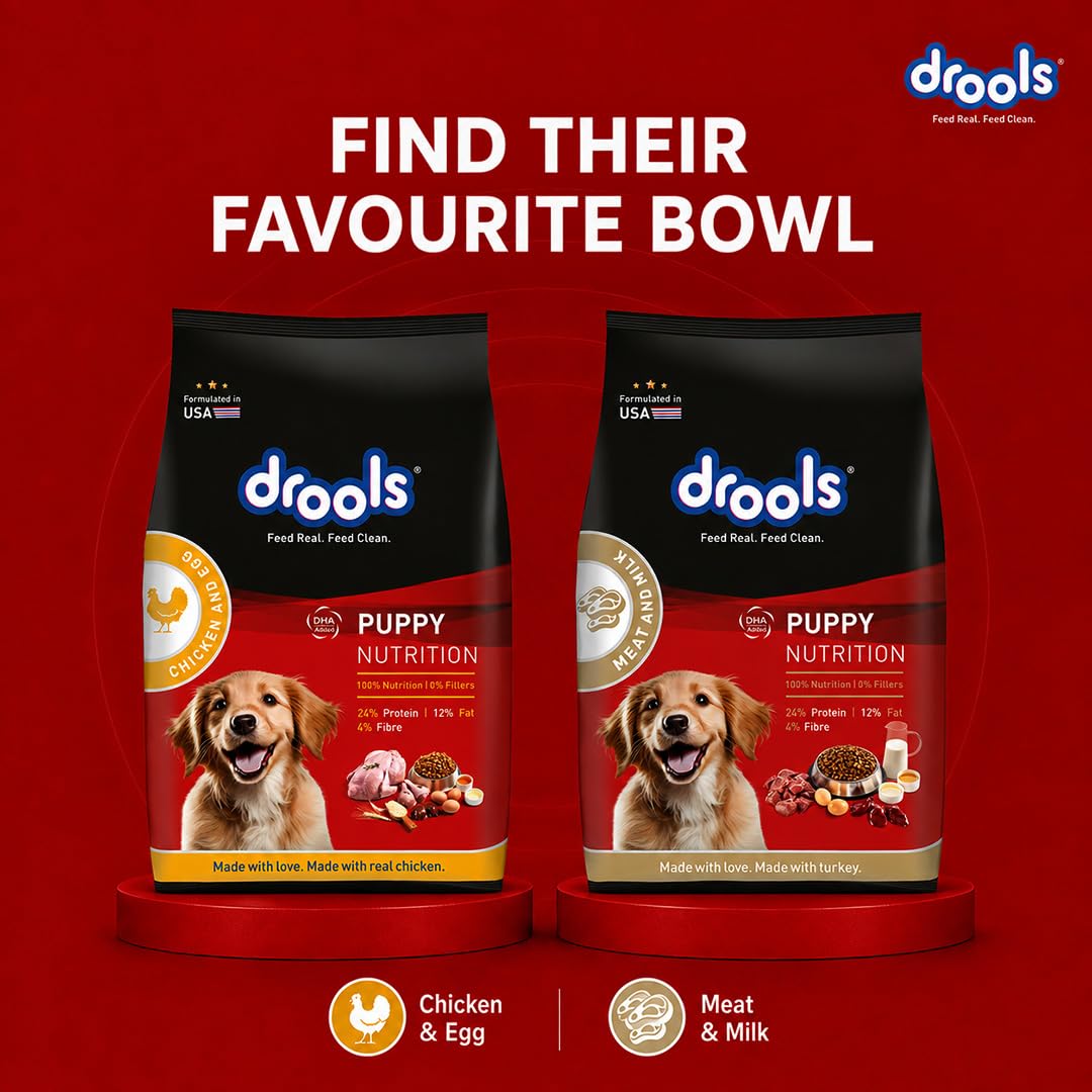 Drools Puppy Dry Dog Food - Meat & Milk - 2.8kg + 1kg