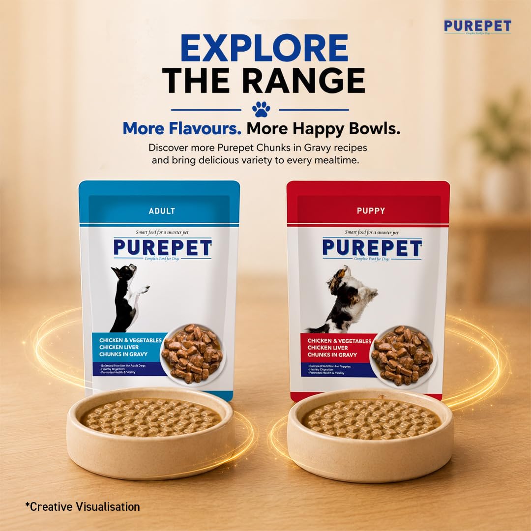 Purepet Adult Wet Dog Food - Chicken & Vegetable - 70g x 24 (1.68kg)