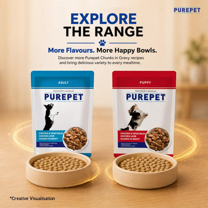 Purepet Adult Wet Dog Food - Chicken & Vegetable - 70g x 24 (1.68kg)