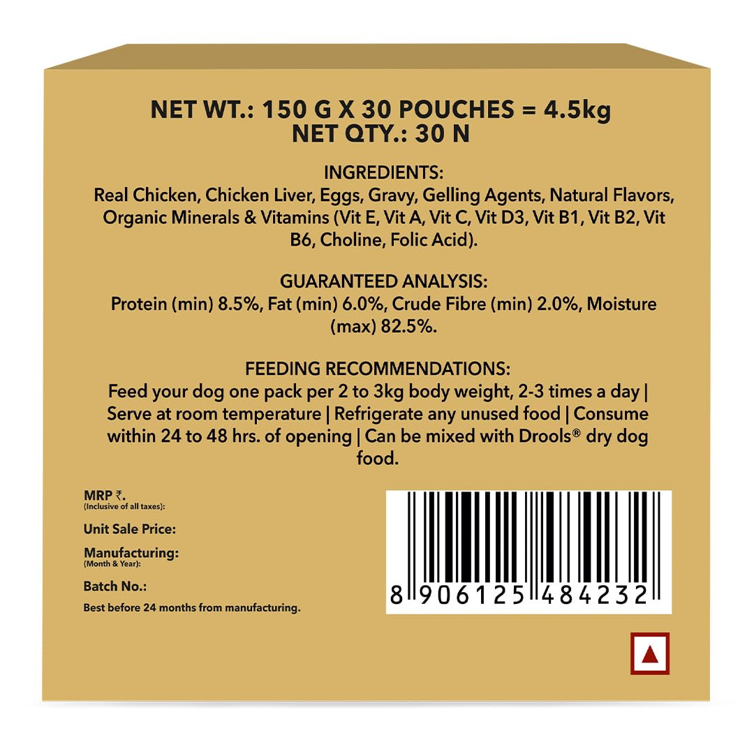Drools Adult Wet Dog Food - Chicken & Liver Gravy - 150g x 30 (4.5kg)