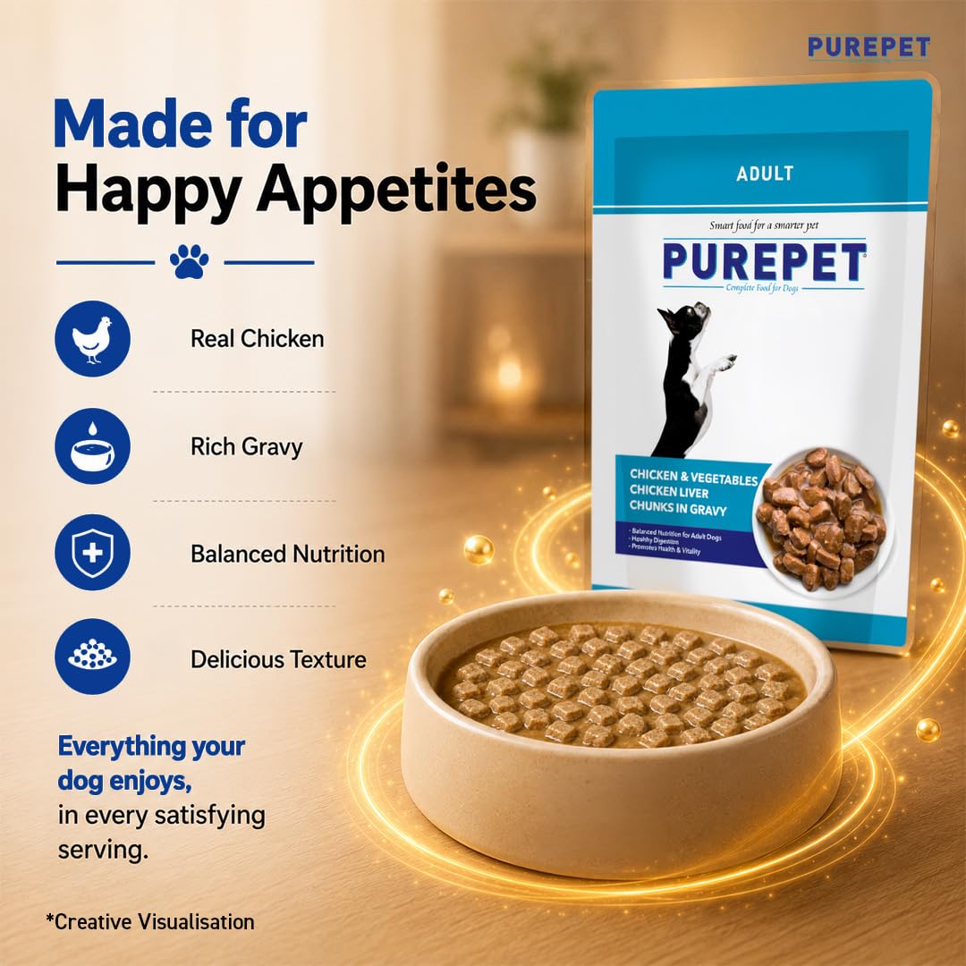 Purepet Adult Wet Dog Food - Chicken & Vegetable - 70g x 24 (1.68kg)