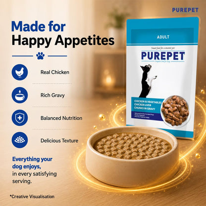Purepet Adult Wet Dog Food - Chicken & Vegetable - 70g x 24 (1.68kg)