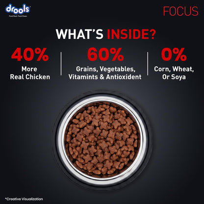 Drools Focus Super Premium Adult Dry Dog Food - Chicken - 3kg