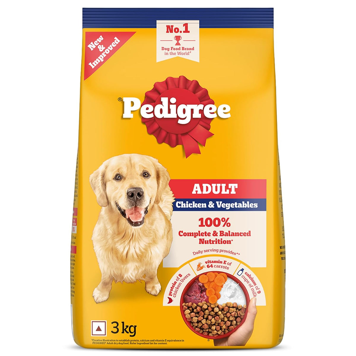 Pedigree Adult Dry Dog Food - Chicken & Vegetables - 3kg