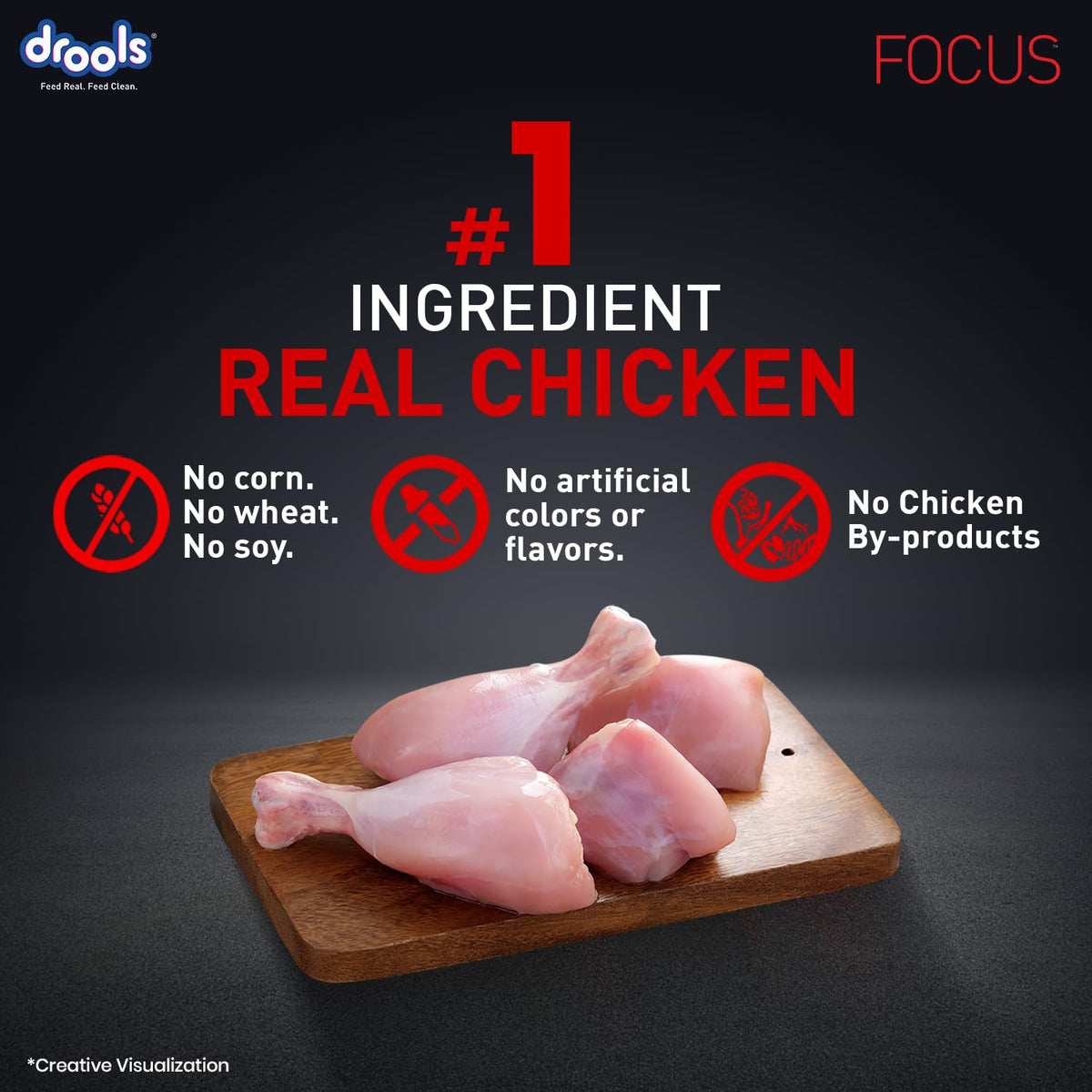 Drools Focus Super Premium Adult Dry Dog Food - Chicken - 3kg