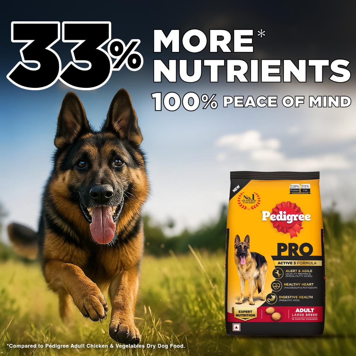 Pedigree PRO Adult Large Breed Dry Dog Food - 3kg