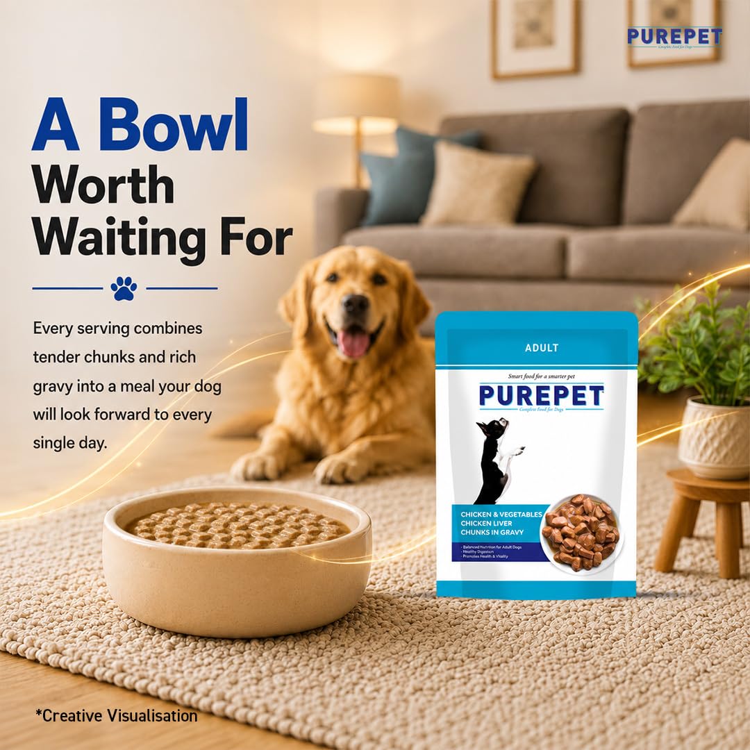 Purepet Adult Wet Dog Food - Chicken & Vegetable - 70g x 24 (1.68kg)