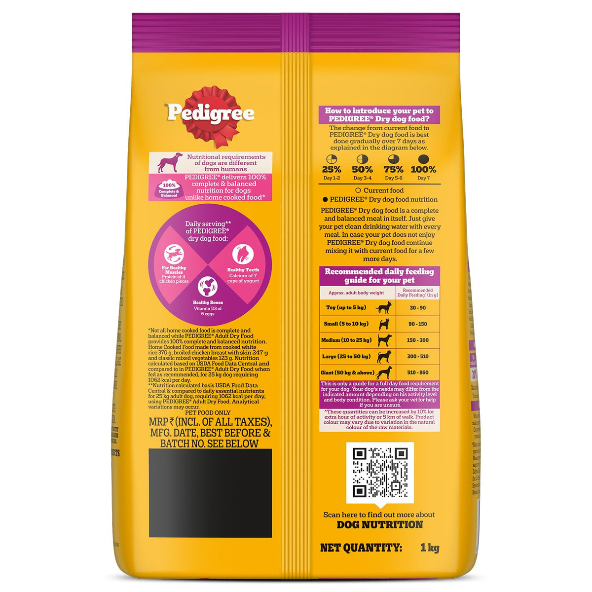 Pedigree Adult Dry Dog Food - Chicken Biryani - 1kg