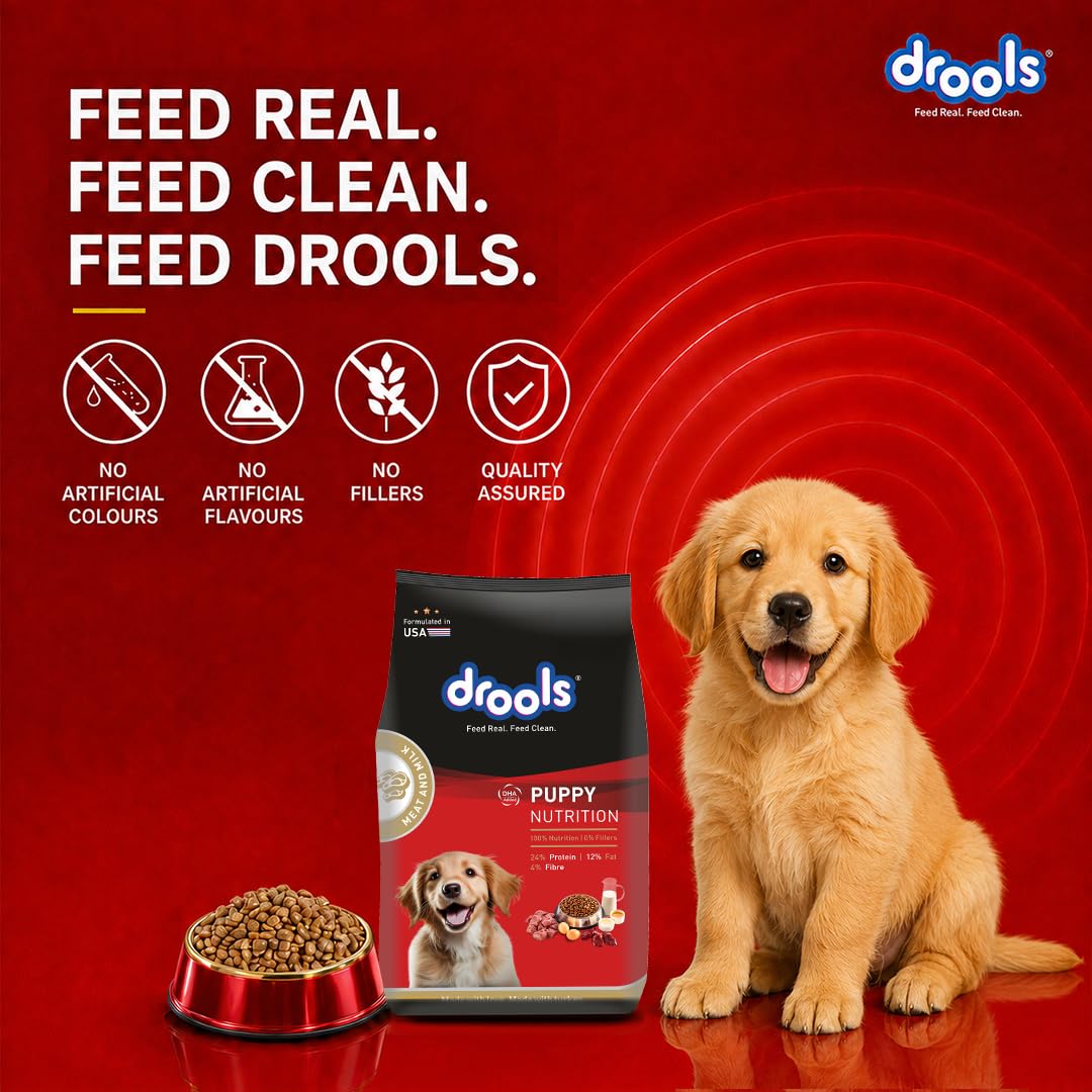 Drools Puppy Dry Dog Food - Meat & Milk - 2.8kg + 1kg