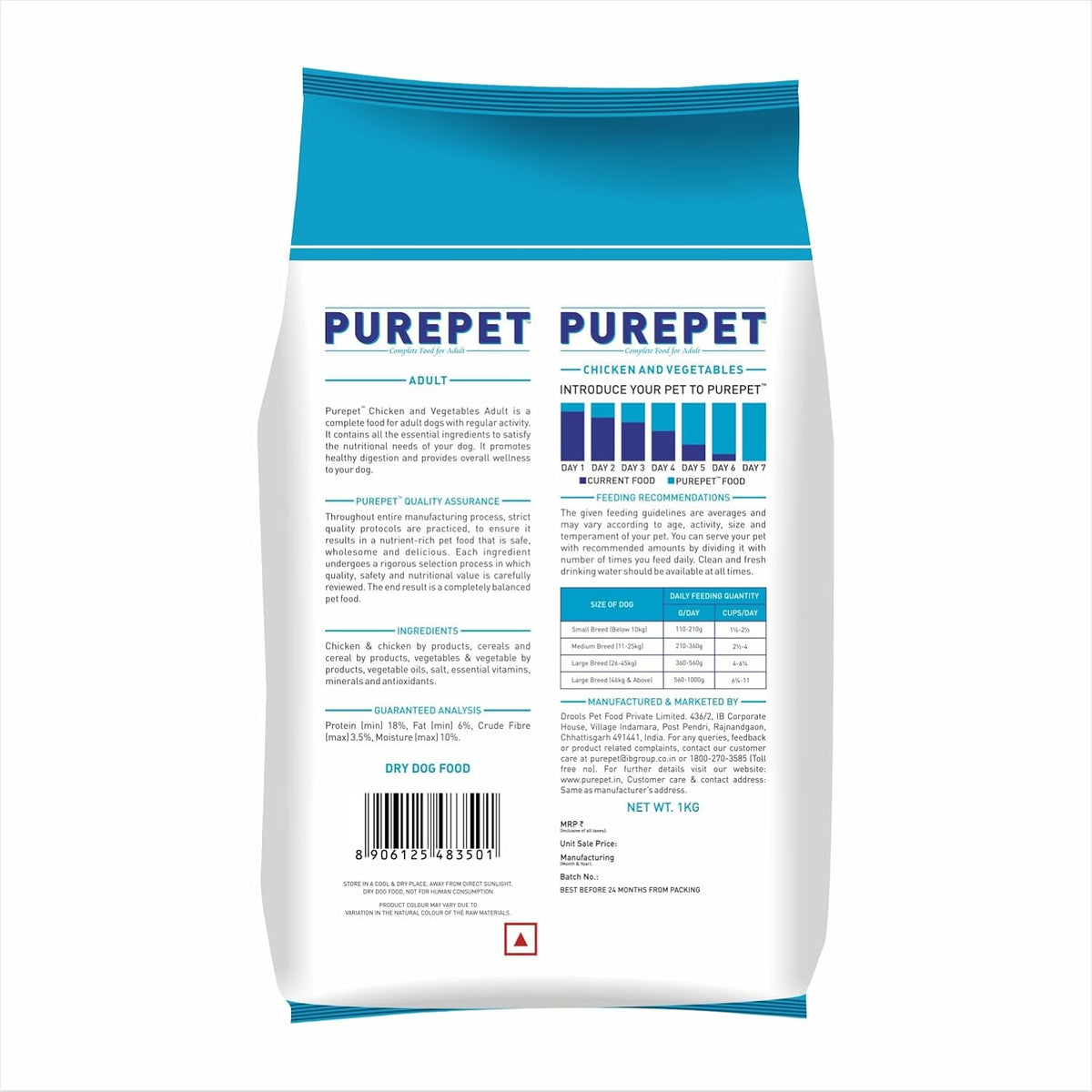 Purepet Adult Dry Dog Food - Chicken & Vegetable - 1kg
