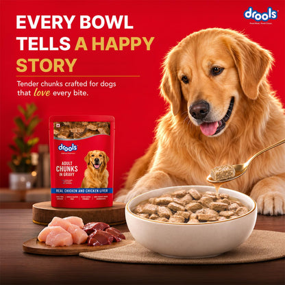 Drools Adult Wet Dog Food - Chicken & Liver Gravy - 150g x 30 (4.5kg)
