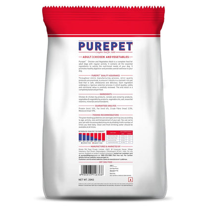 Purepet Adult Dry Dog Food - Chicken & Vegetable - 20kg