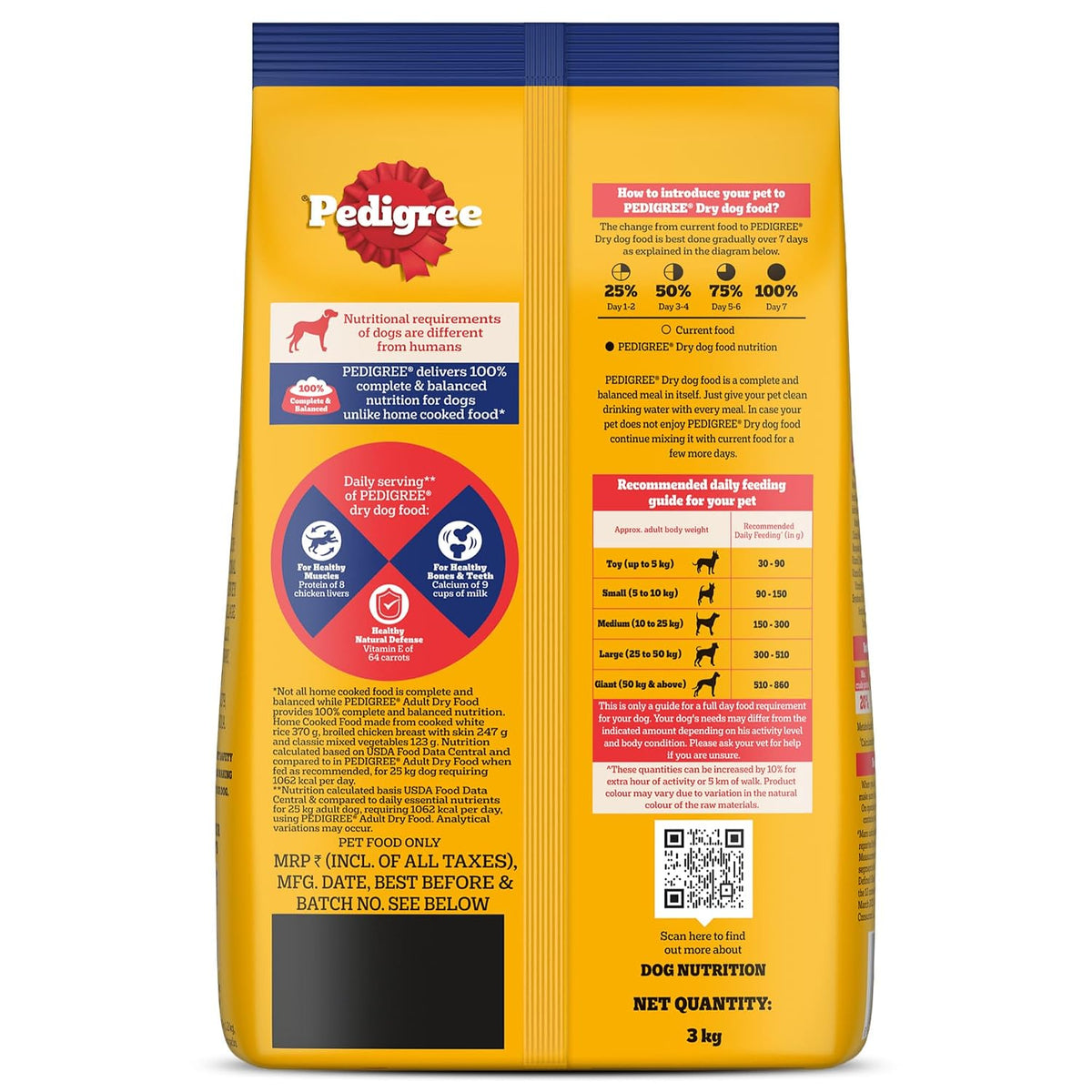 Pedigree Adult Dry Dog Food - Chicken & Vegetables - 3kg