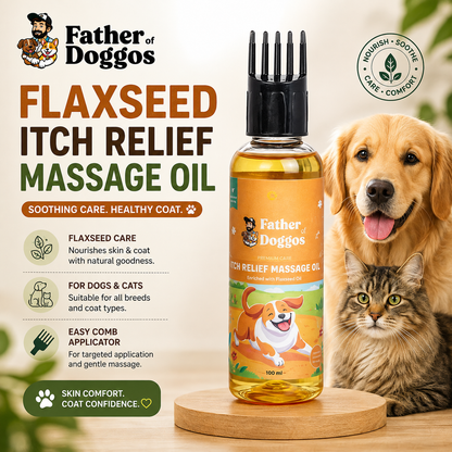 Flaxseed Itch Relief Massage Oil for Dogs & Cats – 100 ml