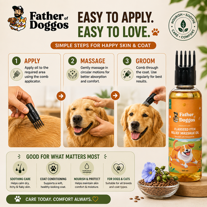 Flaxseed Itch Relief Massage Oil for Dogs & Cats – 100 ml
