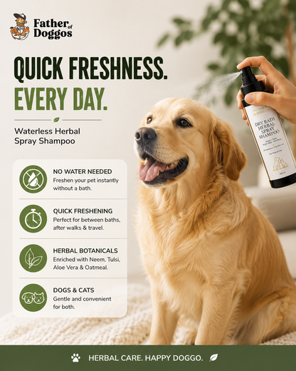 Dry Bath Herbal Spray Shampoo for Dogs & Cats – 200 ml
